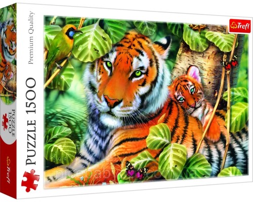 Пазли - (1500 елм.) - "Два тигри" / Trefl