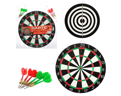 Дартс MS 0096 15 дюймів, дротики з голкою 6 шт., двосторонній, бліст., 40,5-44-1,5 см.