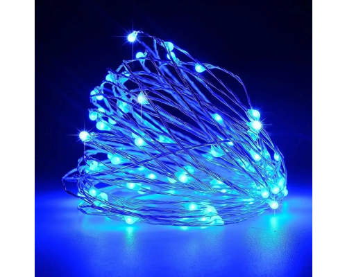 Гірлянда нитка світлодіодна (50л 5метр на батарейці) синій