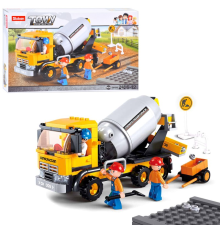 Конструктор SLUBAN M38-B0550 "Місто": бетономішалка, тачка, фігурки, 296 дет., кор., 38-23,5-6см.