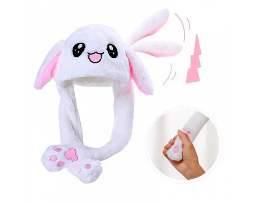 Шапка з вушками, що світяться "Зайчик" білий