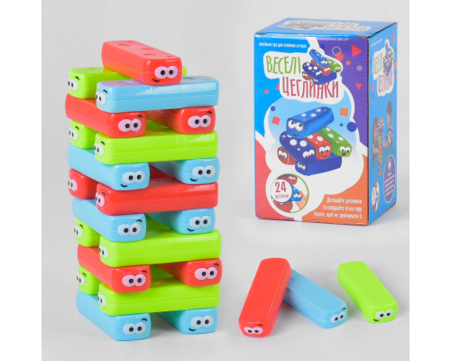 Настільна гра "Веселі Цеглінки" UKB-B 0040 (24) "4FUN Game Club" 24 деталі, українською мовою, в коробці