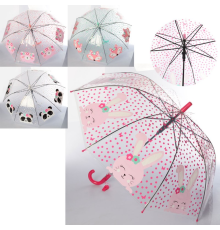 Парасолька дитяча MK 4145 довж. 66,5 см, тростина 61см, діам. 79 см, свисток, клейонка, 4 види, кул.