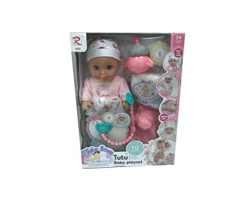 Пупс 9560 (24) ""Tutu Baby playset"", музичний чіп, характерні звуки та фрази, заплющує очі, аксесуари, в коробці