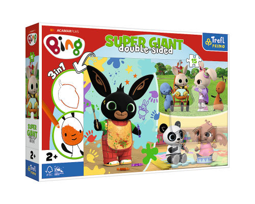 Пазли + розмальовка - (15 елм.SUPER GIANT) - "Веселий день" / Друзі з дитинства /Trefl