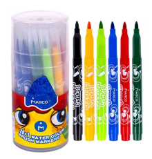 Фломастери-пензлики 21 колір у пластик.банці, Super Washable,1633-21PD,ТМ "Marco"