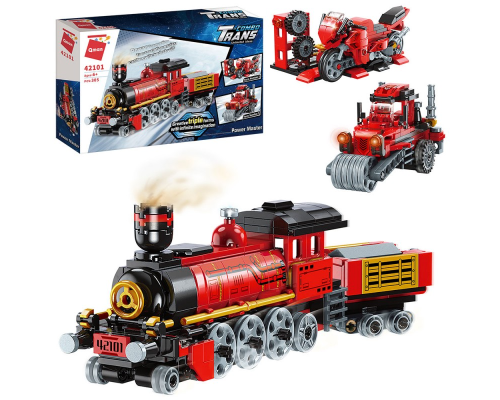 Конструктор Qman 42101 "Trans Collector" Поїзд, будтехніка, мотоцикл 3в1, 305 дет.