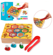 Дерев'яна іграшка Гра MD 2848 ігрове поле/соти, бджілки 7шт., щипці, кор., 20-14,5-4,5 см.