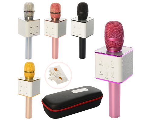 Мікрофон Q7 акум., USB, Bluetooth, мікс кольорів, футляр, 28-11,5-7 см.