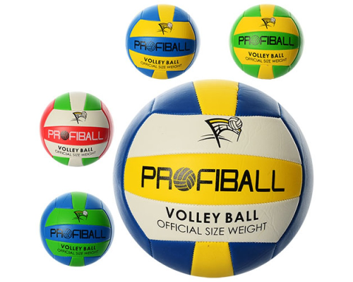 М'яч волейбольний EV 3159 PROFIBALL офіц. розмір, 2 шари, 18 панелей, 5 кольорів, 260-280 г