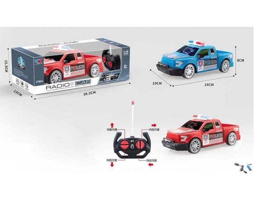 Машина на радіокеруванні 555-1 ABCD (96) 2 кольори, ""Поліція"", масштаб 1:16, акум. 3,7 V, пульт 27 MHz, підсвічування, у коробці