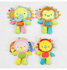 Брязкальце C 55897 (100) "Bimbo", текстильне, звірятко, пискавка, 8 видів, ВИДАЄТЬСЯ ТІЛЬКИ МІКС ВИДІВ