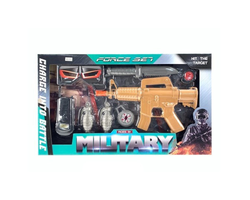 Набір зі зброєю 2312 трещітка, автомат, ніж, рація, окуляри, годинник, кор., 50-29-3,5 см.