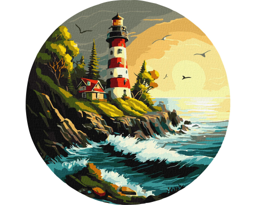 Набір для розпису по номерах. "Маяк на узбережжі" d39см