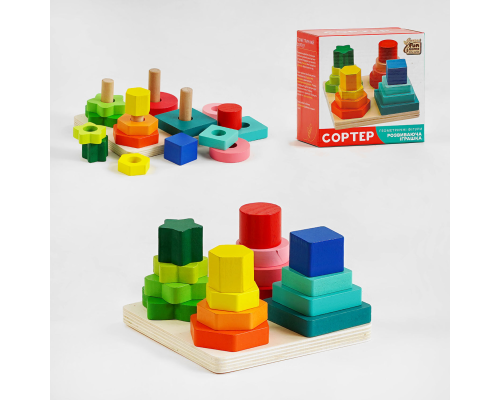 Сортер 94620 (36) "4FUN Game Club Wood", "Логічна пірамідка", у коробці