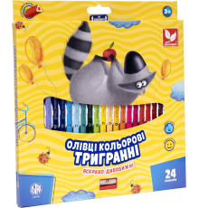 Олівці кольорові тригранні + чинка - 24 кольори