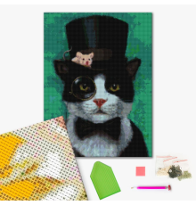 Алмазна мозаїка: Котик джентельмен ©Lucia Heffernan 40х50