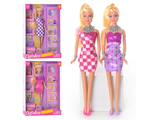 Лялька 8233 2 види, сумочка 2 шт., взуття, аксесуари, кор., 32-22-5,5 см