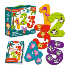 Maxi puzzle "Fisher Price. Мої перші цифри" VT1711-07 рос (12) "Vladi Toys", 15 елементів, інструкція, в коробці