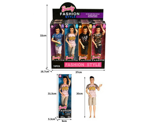 Лялька ST988-25 шарнірна, хлопчик, кор., 12 шт. (4 види) в диспл., 37-32-16,5 см.