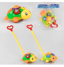Каталка Черепашка 0391 (48/2) 2 види, з дзвіночком, з ручкою, в пакеті