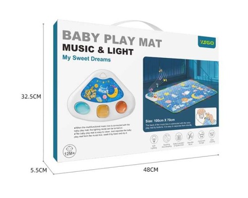 Килимок музичний YS 2609 D (12) на батарейках, музична панель, заспокійливі мелодії, звуки, підсвічування, в коробці