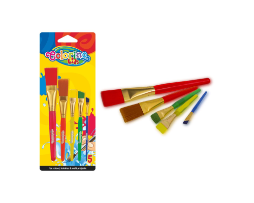 Пензлики акрилові JUMBO 5 шт в блістері COLORINO /24/