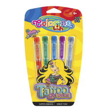 Ручка гелева в наборі з трафаретами GEL TATOO, 5 кол./6/
