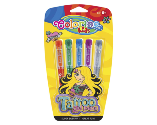 Ручка гелева в наборі з трафаретами GEL TATOO, 5 кол./6/