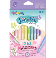 Фломастери 2-сторонні 10 кол.PASTEL  COLORINO  /12/