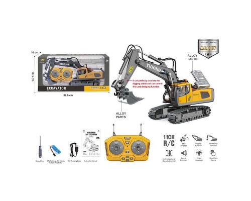 Екскаватор на р/к BC 1037 (16/2) світло, звук, від акумулятора 3.7 V, пульт 2.4 GHz, гумові гусені, металопластик, копає, режими, в коробці