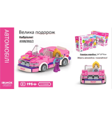 Конструктор Kids hits IBLOCK JUNIOR  KH08/002/1 (36шт/2)  Дівчатка, Кабріолет Велика подорож,195 дет,компл. фігур, інстр., наліпки,короб. 24*16*6