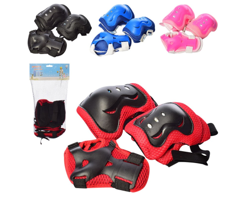 Захист MS 0338-1 для колін, ліктів, зап'ясть, мікс кольорів, сітка, 18,8-38-9 см.