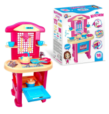 Кухня №4 "Моя перша кухня" 3039 (3) "Technok Toys", пательня, каструля, 2 тарілки, 2 чашки, столове приладдя, чайник, в коробці