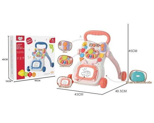 Ходунки 368-16 A (12) звук, підсвічування, піаніно, сортер, шестерні, брязкальце, пальчикова гра, дощечка для малювання, обтяжувач, в коробці