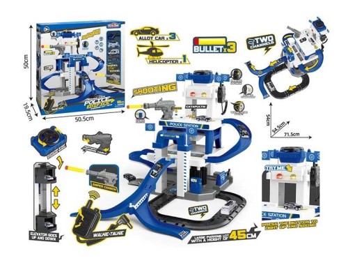 Парковка 660 S-22 (6) 53 елементи, 3 металопластикові машинки, гелікоптер, звуки, підсвічування, мікрофон, механічний ліфт, стріляє м’якими патро?