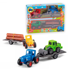 Набір тракторів 145326 (72/2) 2 трактори, причеп, герої, інерція, в коробці