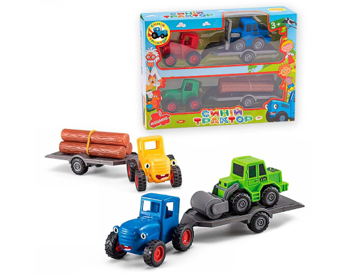 Набір тракторів 145326 (72/2) 2 трактори, причеп, герої, інерція, в коробці