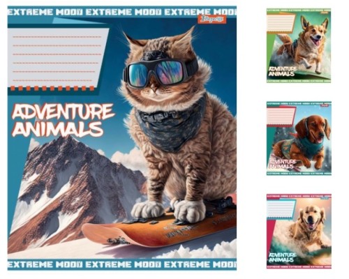 Зошити А5/24 лінія 1В Adventure animals, зошит учнів. 20 шт. в уп. 766380