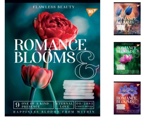 Зошити А5/96 лінія YES Romance blooms, зошит для записів 5 шт. в уп. 766509