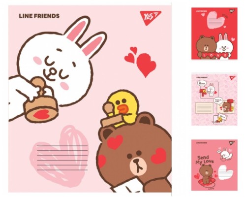 А5/12 лін. Yes Line friends, зошит учнів. 25 шт в уп. //