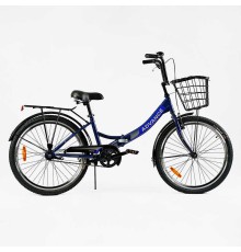 Велосипед складний Corso 24`` Advance одношвидкісний, складна сталева рама 14``, корзина, багажник /1/