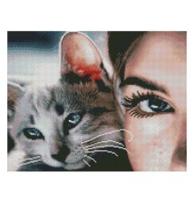 Алмазная картина FA40838 "Кошка-друг", размером 40х50 см