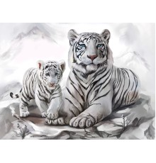 Алмазная картина HX011 "Белые тигры", размером 30х40 см