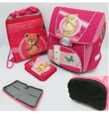 Набор: рюкзак-коробка+мешок для обуви+пенал плоский "Мишка" PREMIUM-C