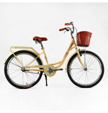 Велосипед міський Corso Travel 26`` одношвидкісний, сталева рама 16.5``, корзина, багажник 1/