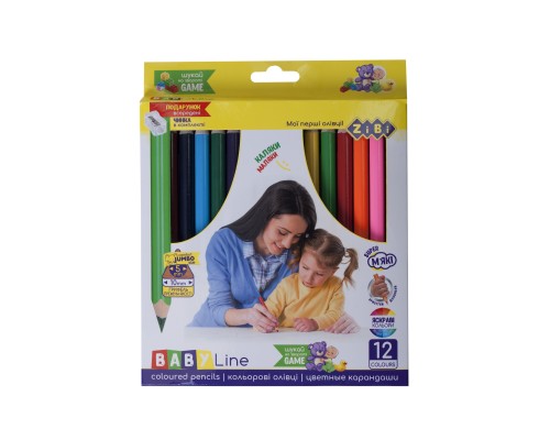 Карандаши цветные ZiBi Baby Line Jumbo с точилкой 12 цветов