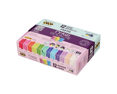 Гуаш PASTEL 12 кольорів х 20мл, в карт.коробці, Kids Line